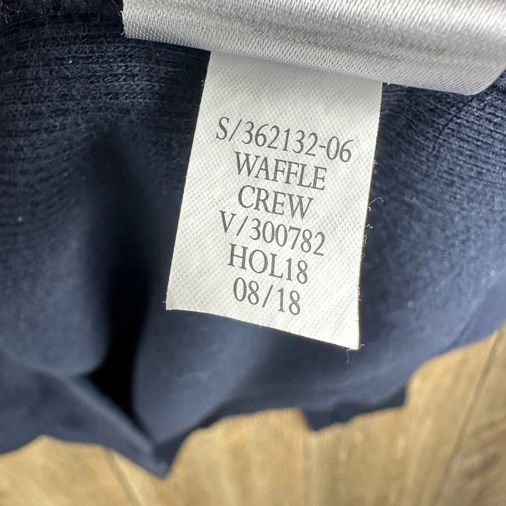 Banana Republic Mens Waffle Crew Neck Shirt Navy Blue Long Sleeve Large